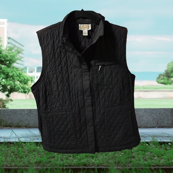 Talbot's Black Quilted Zip Up Vest - Picture 1 of 6